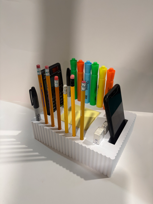Student Desk Organizer, All-in-One School Supply Holder for Pencils, Highlighters, Phone & Calculator